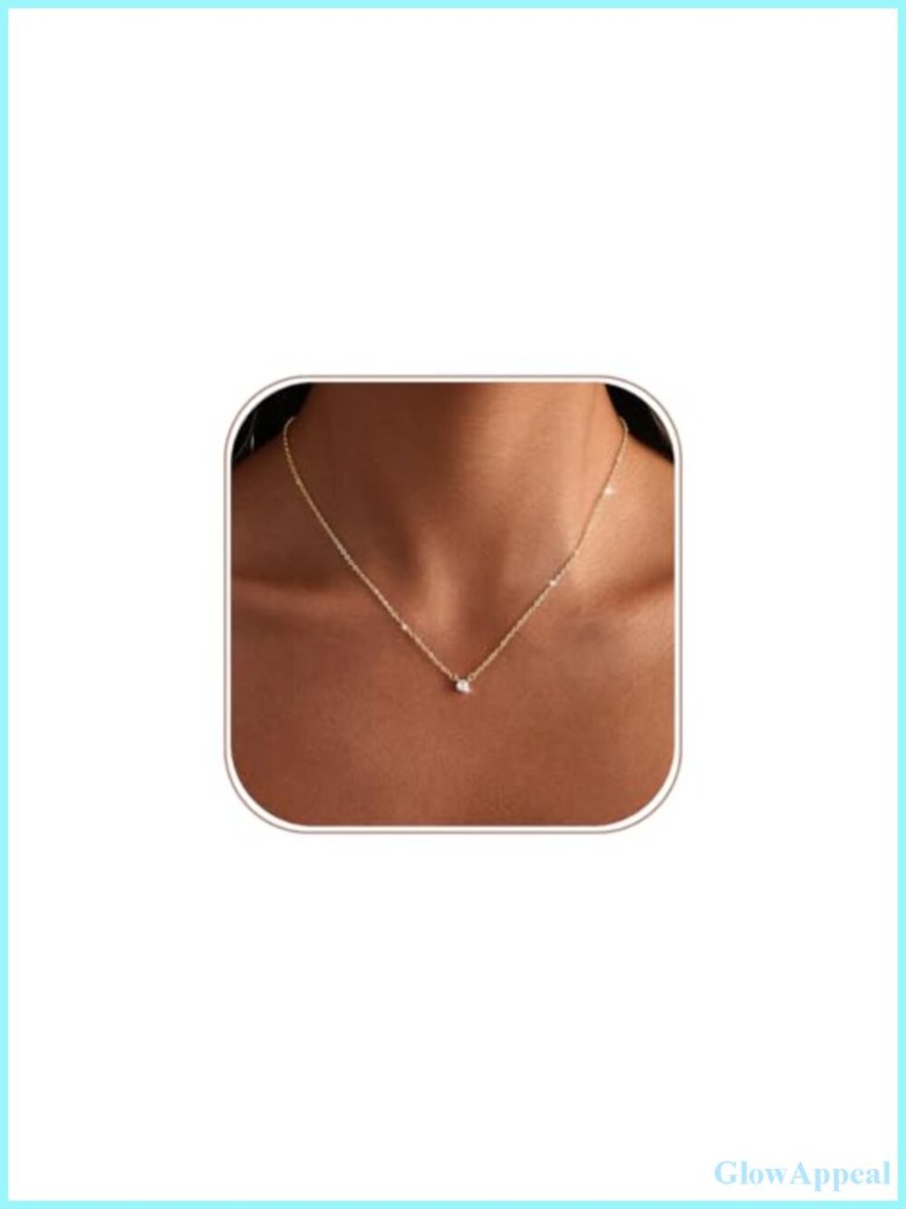 Gold Plated CZ Waterdrop Pendant Necklace 16in Layered Dainty